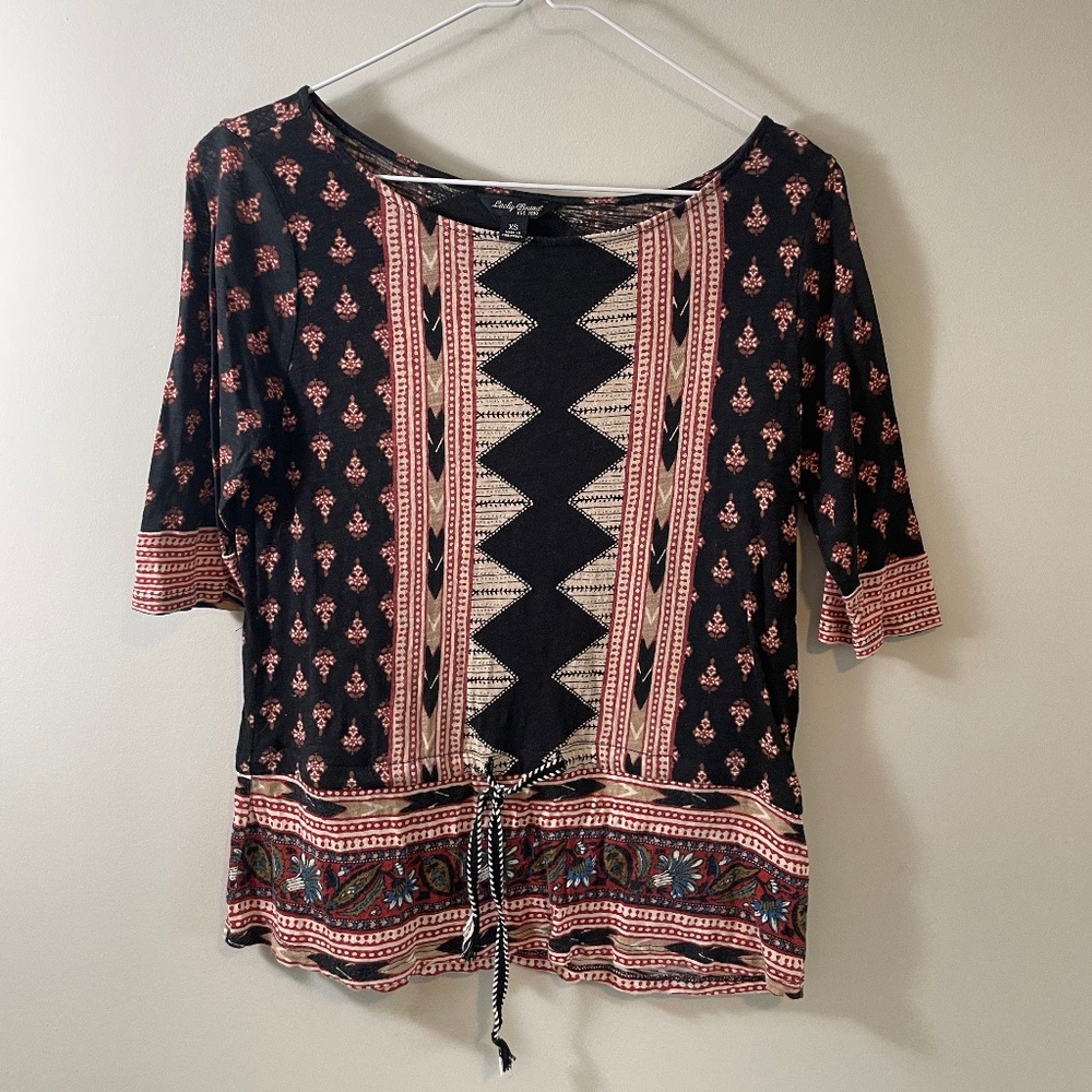 Lucky Brand Aztec Print Shirt with Front Tie